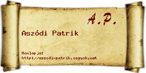 Aszódi Patrik névjegykártya